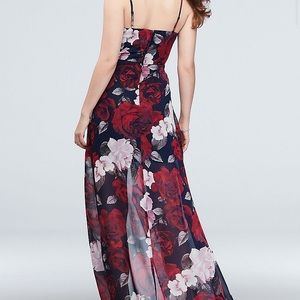 FLORAL HI-LOW SPAGHETTI STRAP DRESS